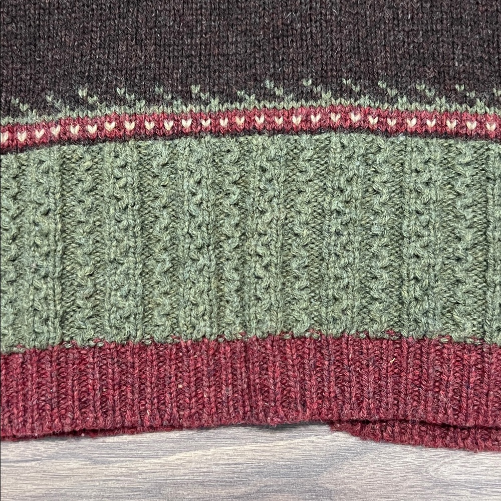 GH Bass Vintage Wool Button Up Sweater Cardigan Deer Tree Burgundy/Brown Medium - Picture 13 of 13